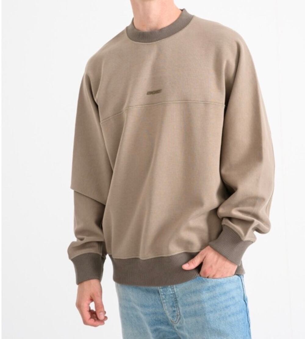 New Hugo Boss Embossed Logo We Heavy Pullover Sweatshirt, Tan Size Small
